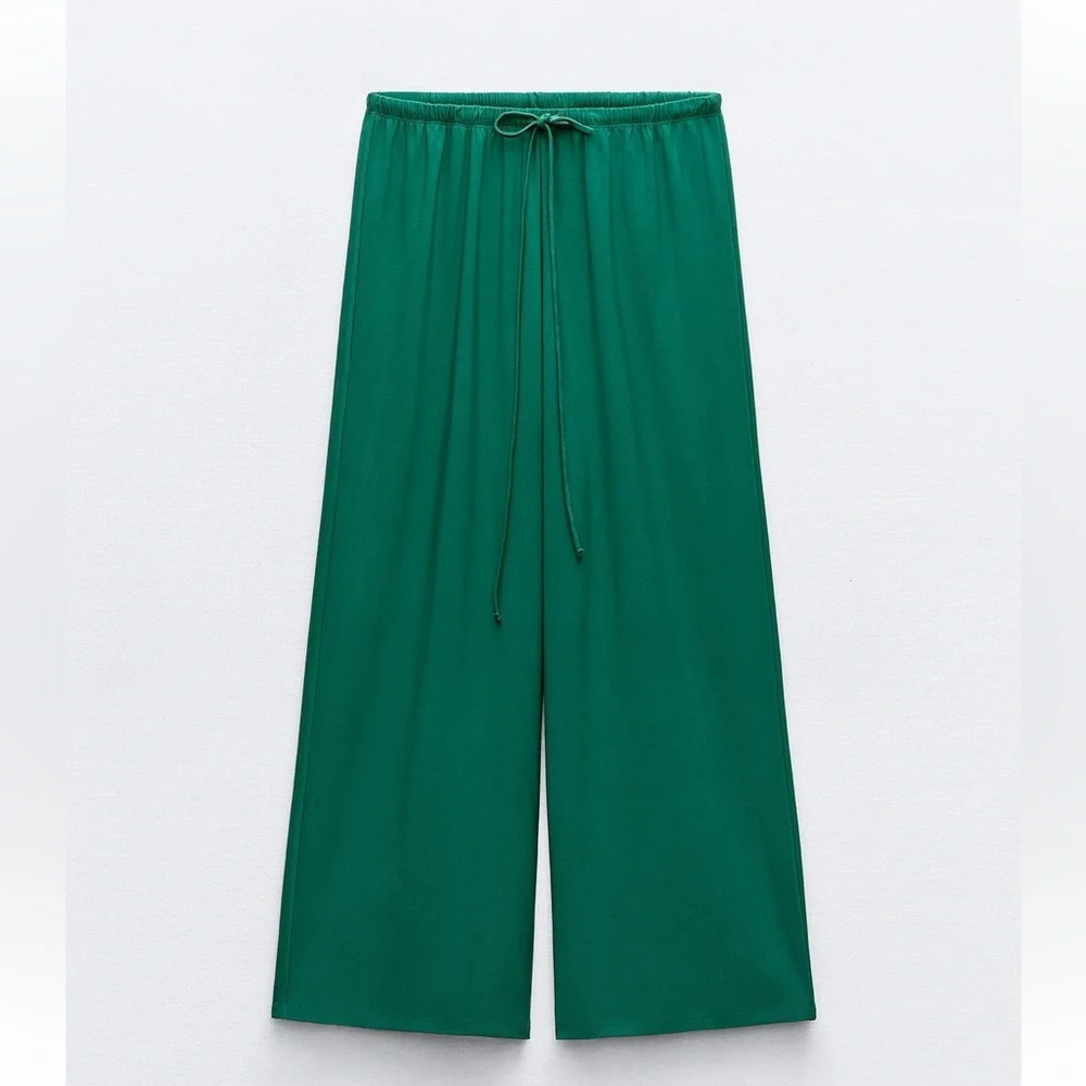 Zara wide leg flowy pants. NWT. GREEN. REF: 1165/079. - Picture 2 of 4